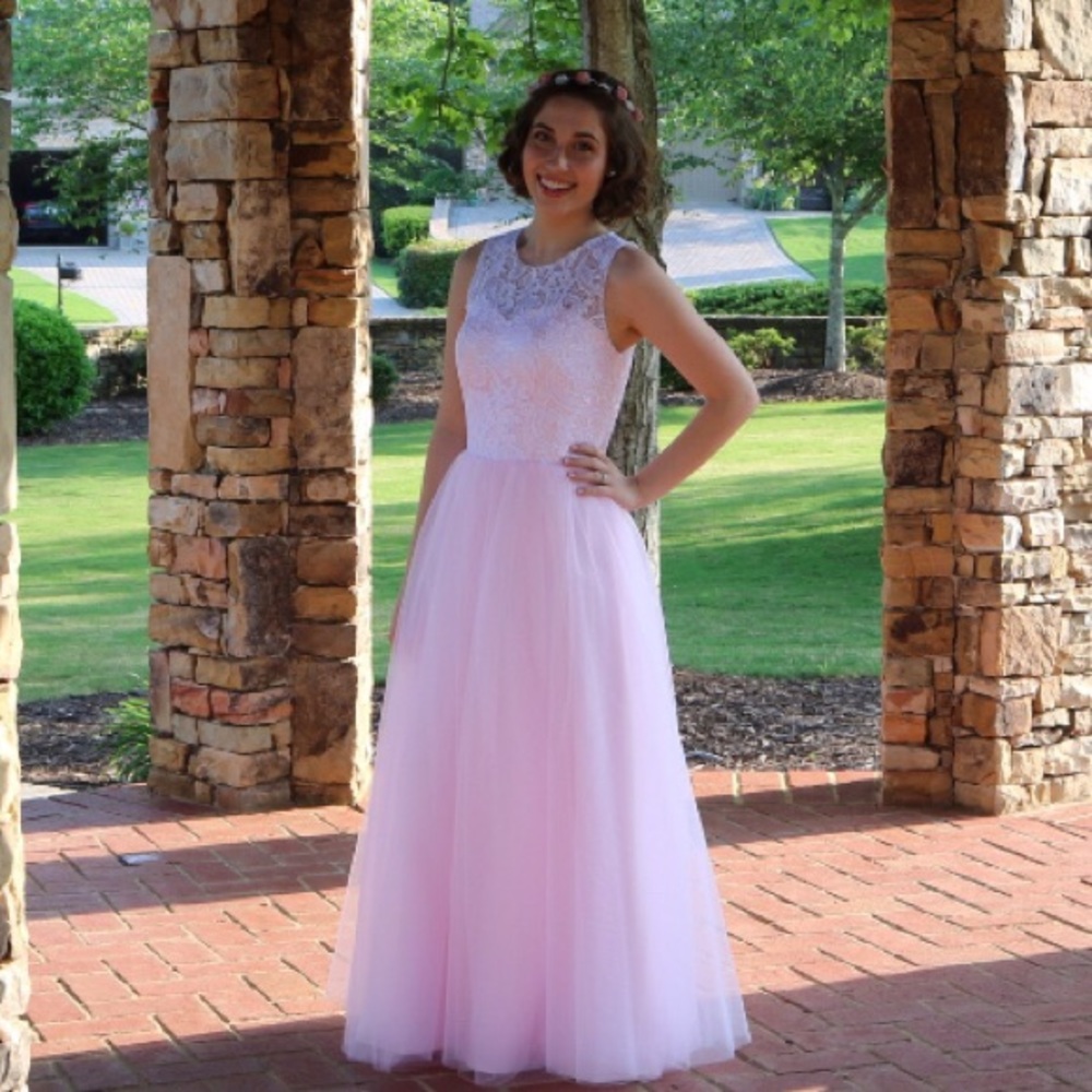 Pink Lace Prom Dress